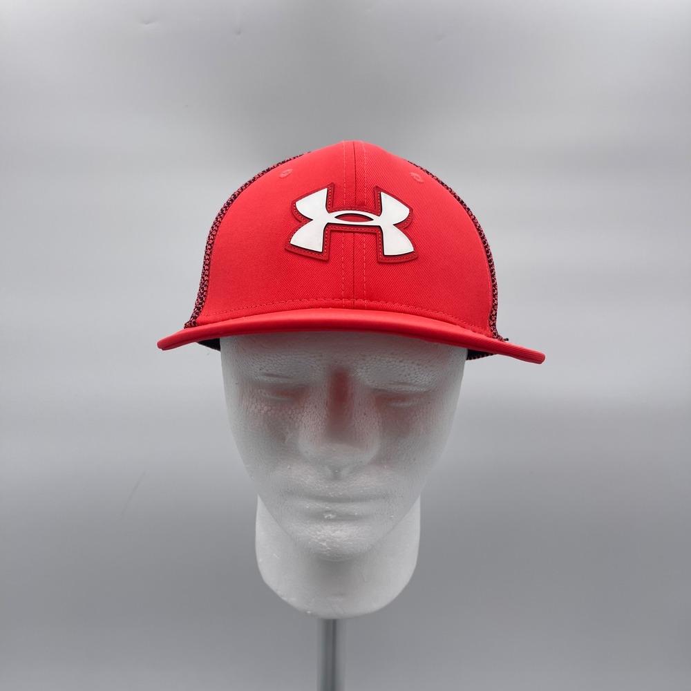Under Armour OSFA Mens Red Snapback Adjustable Mesh Back Cap Athletic Ball Hat